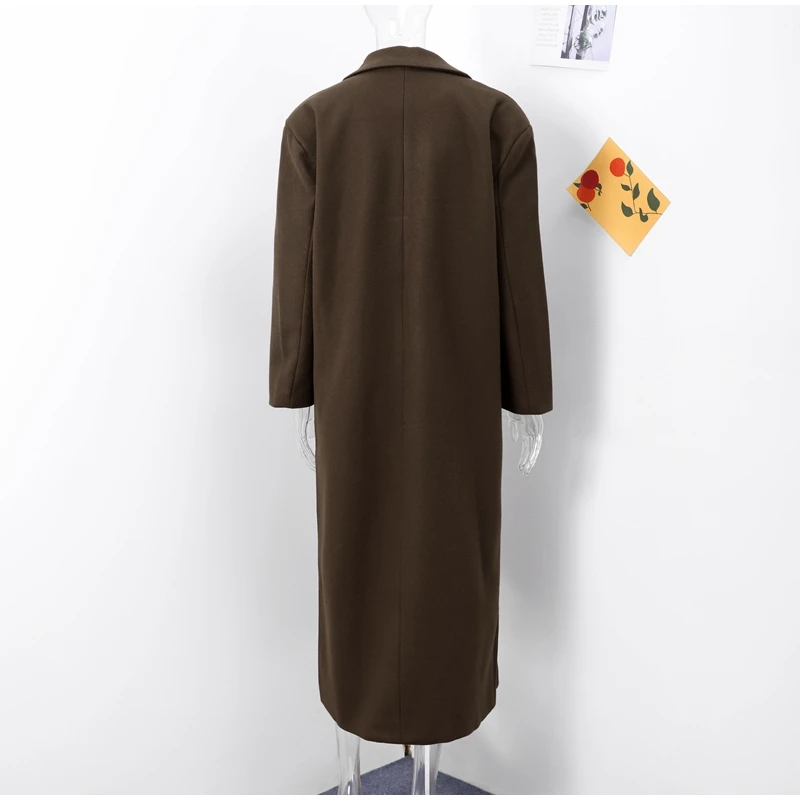 Casual Solid Double-Breasted Long Coats Women - Uniqwear