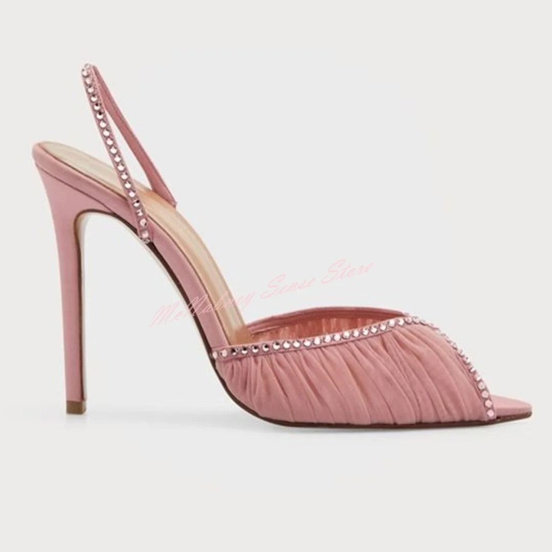 Buckles Straps Thin High Heels Solid Crystal Pumps Women - Uniqwear