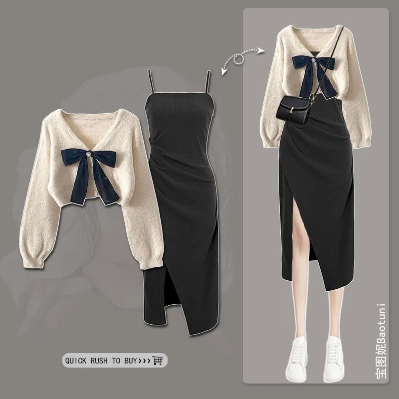 Women's New Knitted Sweaters Dress Two Piece Set - Uniqwear