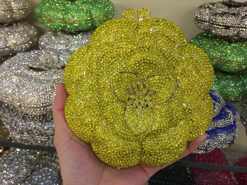 Rose Flower Rhinestones Evening Clutches Women - Uniqwear