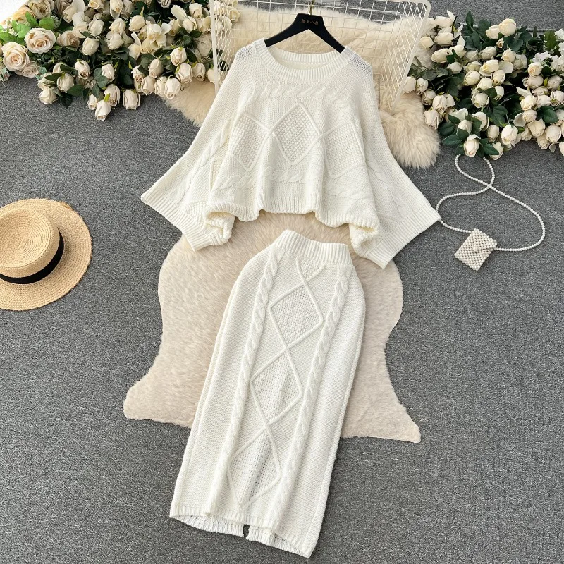 Fashion Women Sweater High Waist Skirt Set - Uniqwear