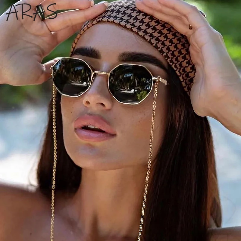 Polygon Sunglasses Women With Chain - Uniqwear