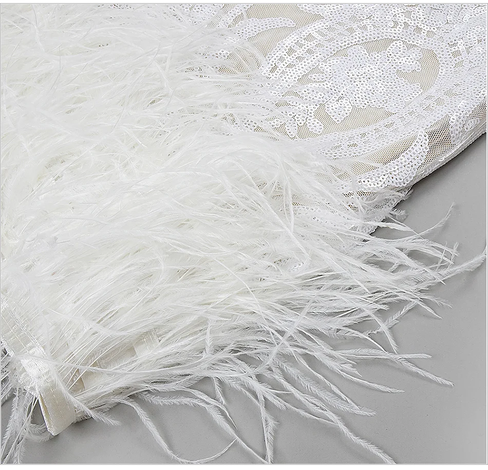 Luxury Diamond Beaded Feather Dress - Uniqwear