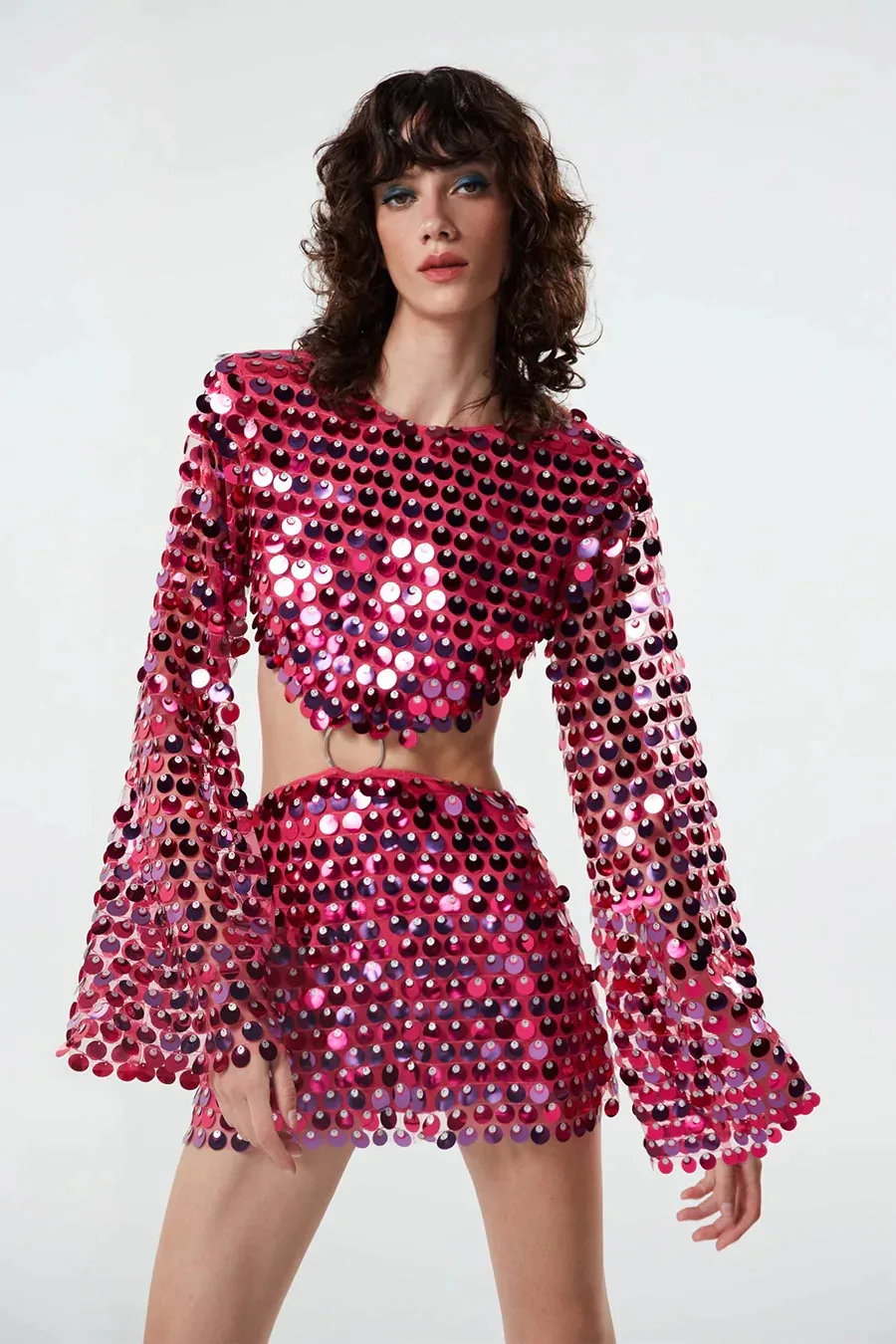 Sequins Hollow Out Mini Dress Woman - Uniqwear