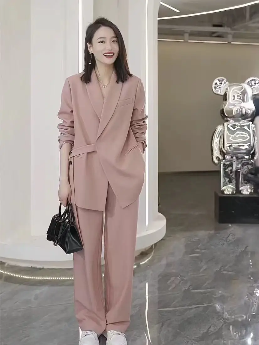 Women's Suit Elegant Loose Blazers Wide Leg Pants - Uniqwear