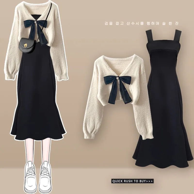 Women's New Knitted Sweaters Dress Two Piece Set - Uniqwear