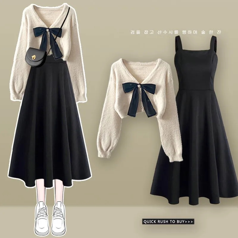 Women's New Knitted Sweaters Dress Two Piece Set - Uniqwear
