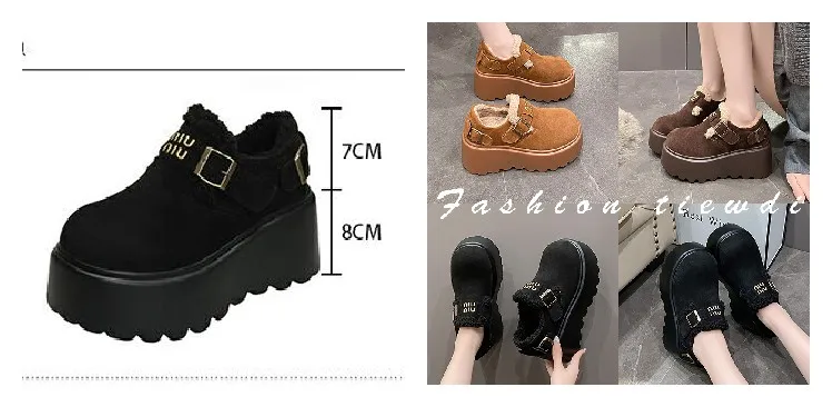 Winter Warm Fluffy Sneakers Suede Leather High Platform - Uniqwear