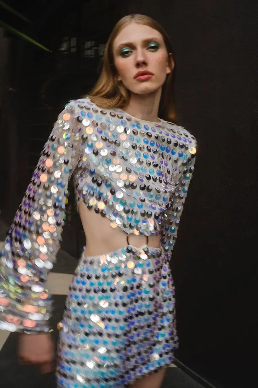 Sequins Hollow Out Mini Dress Woman - Uniqwear