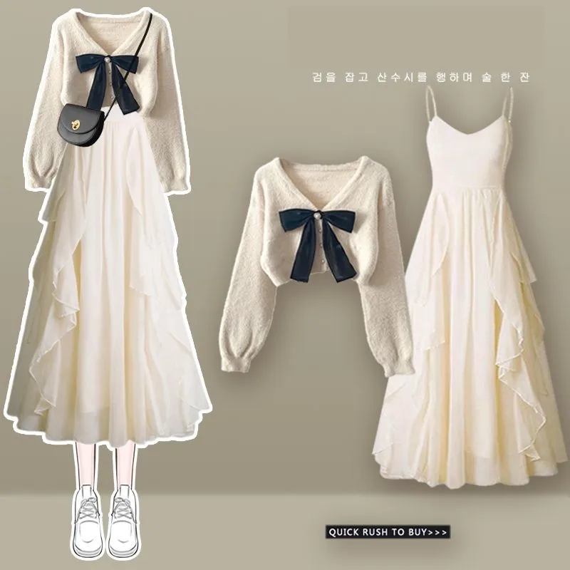 Women's New Knitted Sweaters Dress Two Piece Set - Uniqwear
