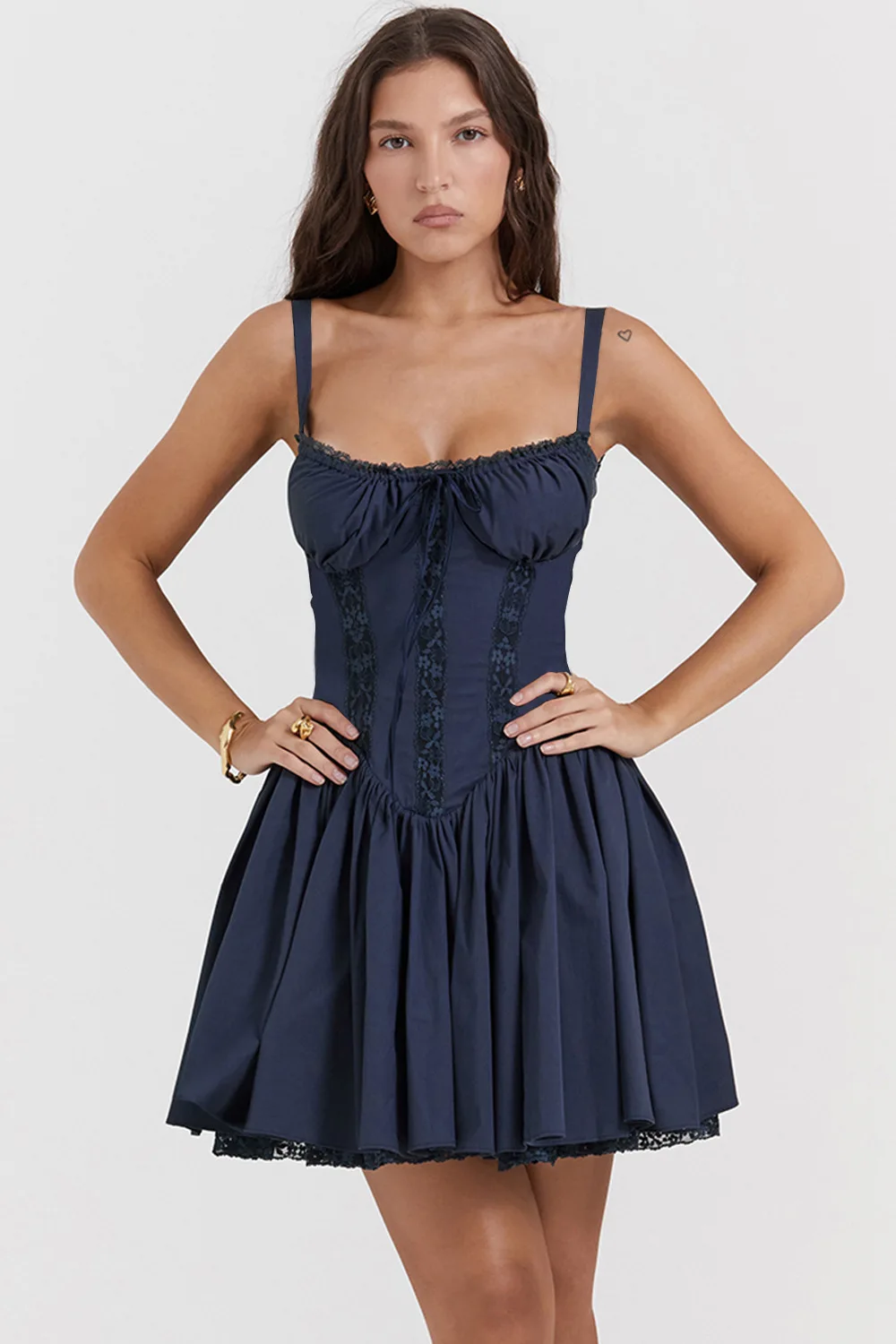 Sexy Lace Print Mini Dress - Uniqwear