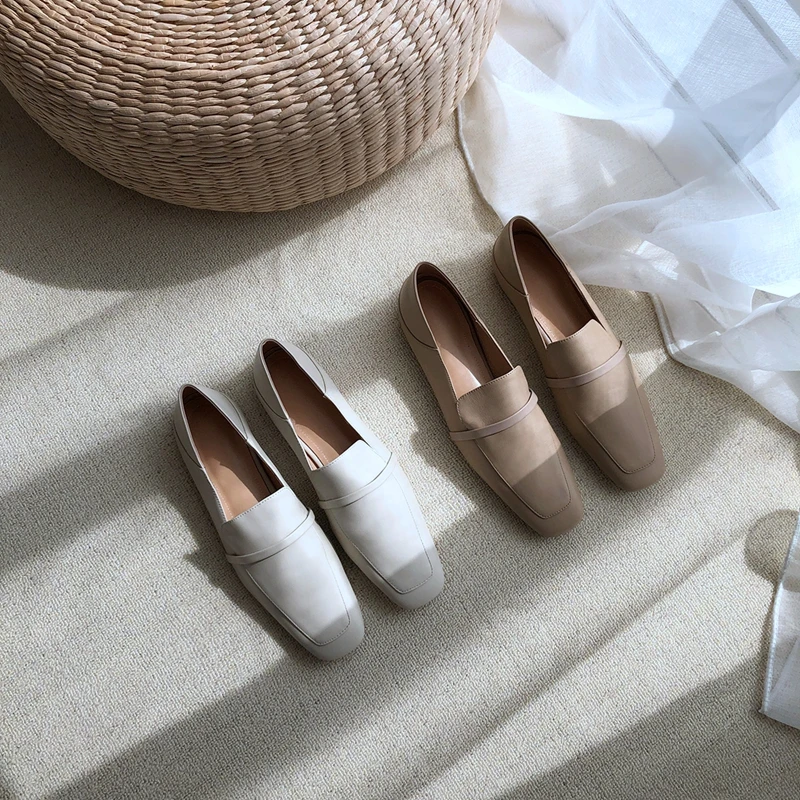 Cow Leather Square Toe Women Flats - Uniqwear