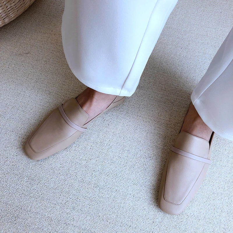 Cow Leather Square Toe Women Flats - Uniqwear