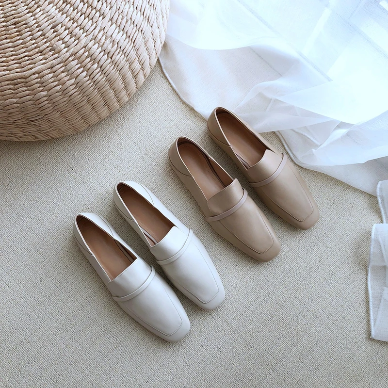 Cow Leather Square Toe Women Flats - Uniqwear