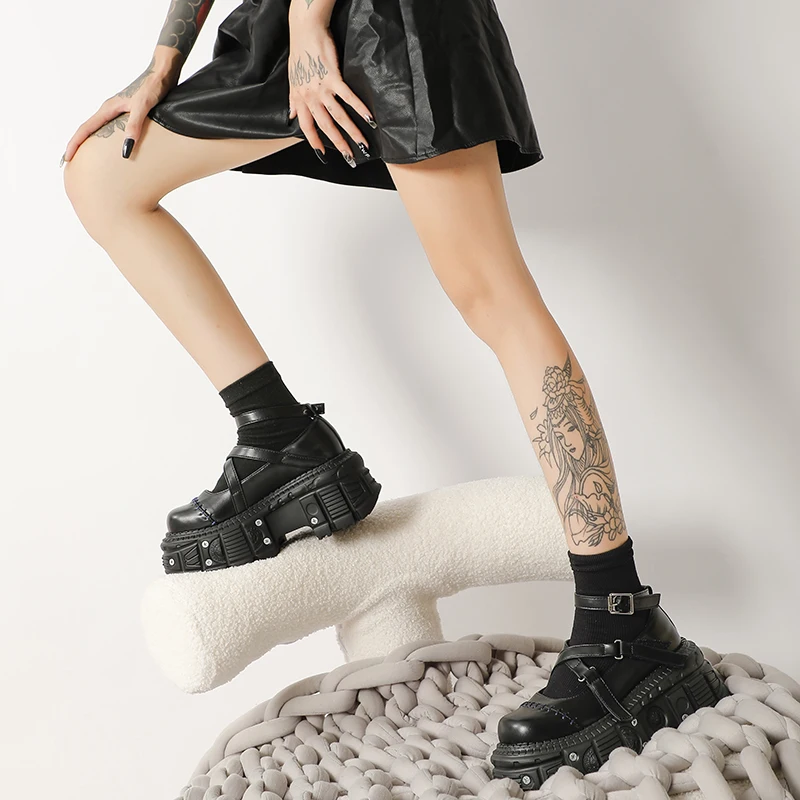Punk Style Flat Platform Shoes Women - Uniqwear
