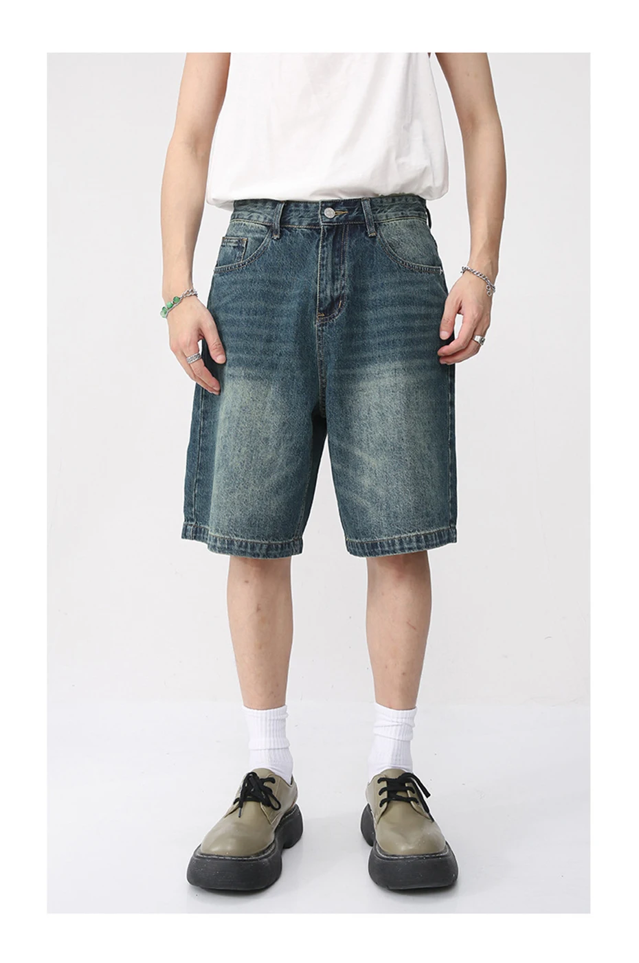 Men Vintage Blue Denim Shorts - Uniqwear