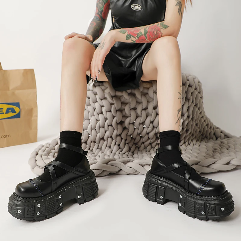 Punk Style Flat Platform Shoes Women - Uniqwear