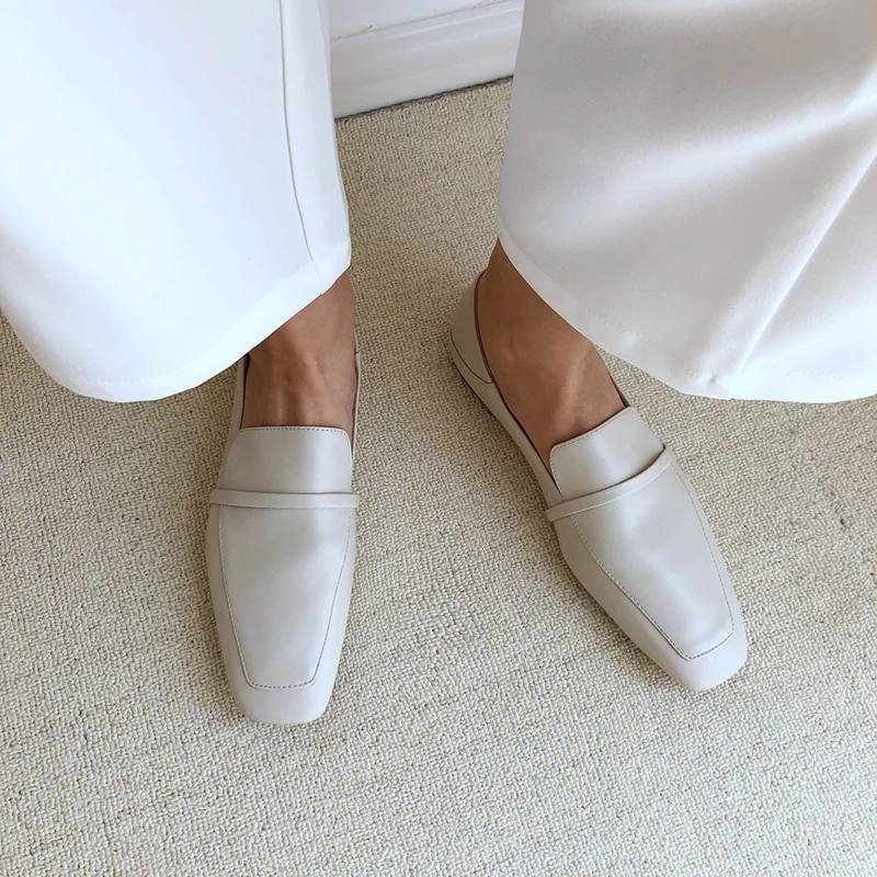 Cow Leather Square Toe Women Flats - Uniqwear
