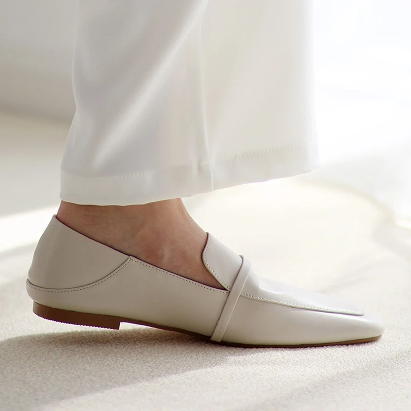 Cow Leather Square Toe Women Flats - Uniqwear