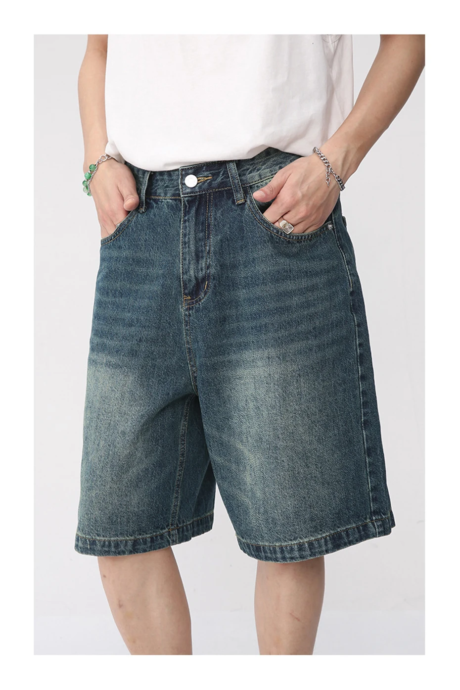 Men Vintage Blue Denim Shorts - Uniqwear