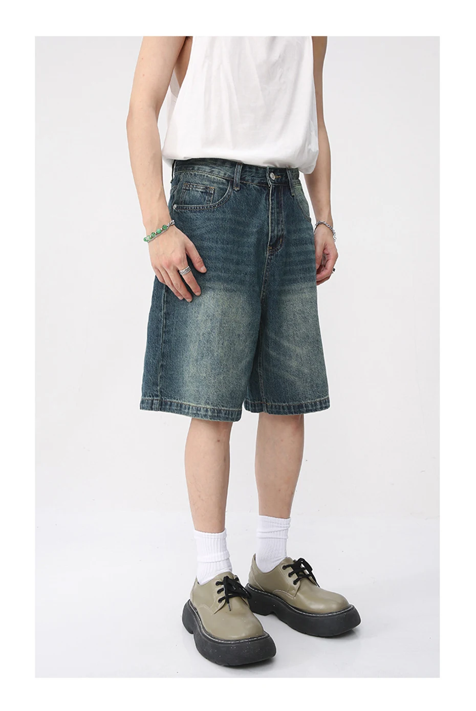 Men Vintage Blue Denim Shorts - Uniqwear