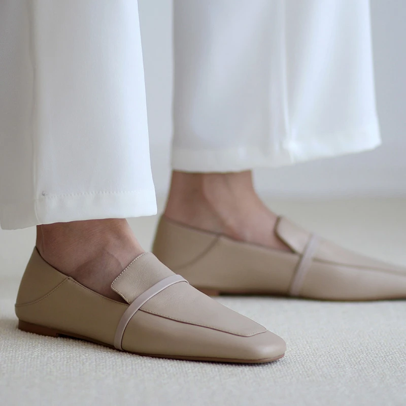 Cow Leather Square Toe Women Flats - Uniqwear