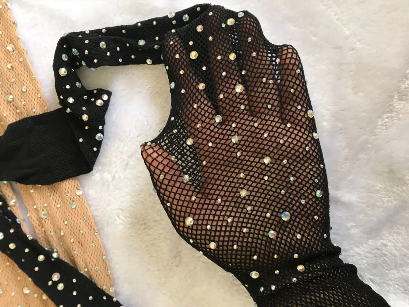 Female Rhinestone Mesh Nylon Shiny Tights - Uniqwear