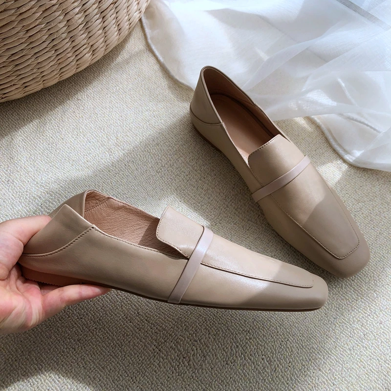 Cow Leather Square Toe Women Flats - Uniqwear