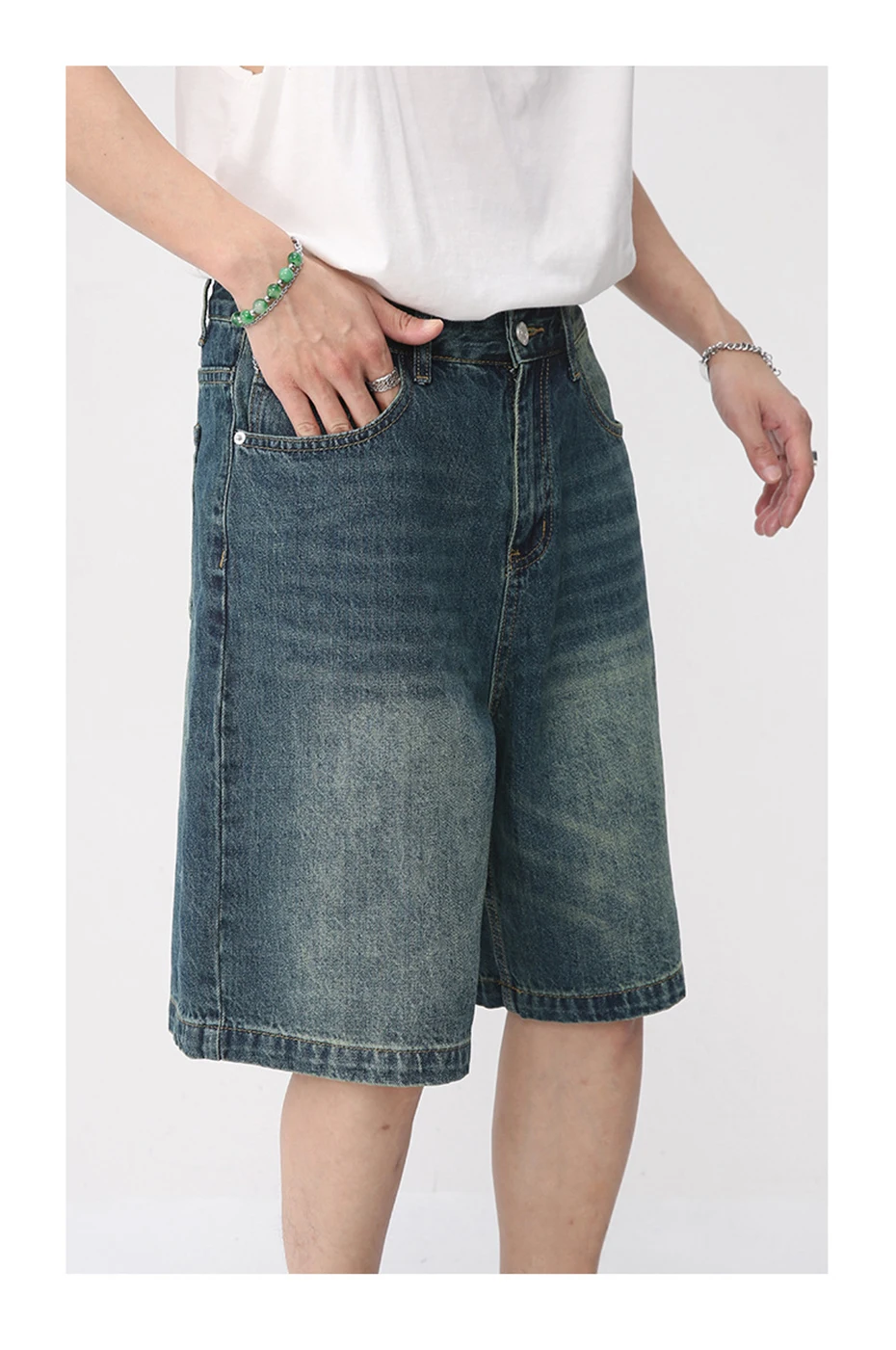 Men Vintage Blue Denim Shorts - Uniqwear