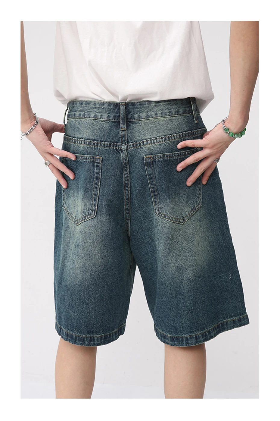 Men Vintage Blue Denim Shorts - Uniqwear