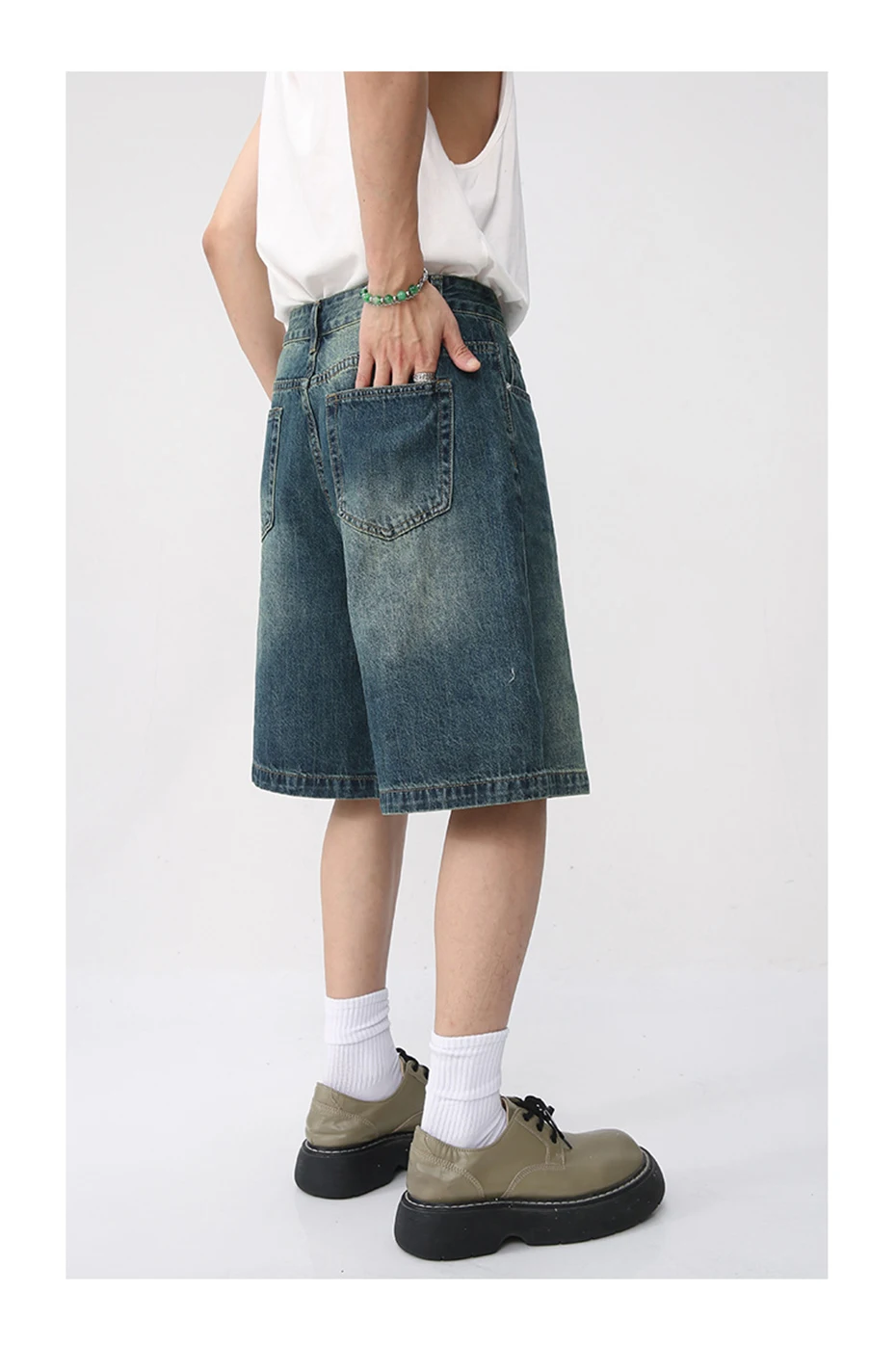 Men Vintage Blue Denim Shorts - Uniqwear