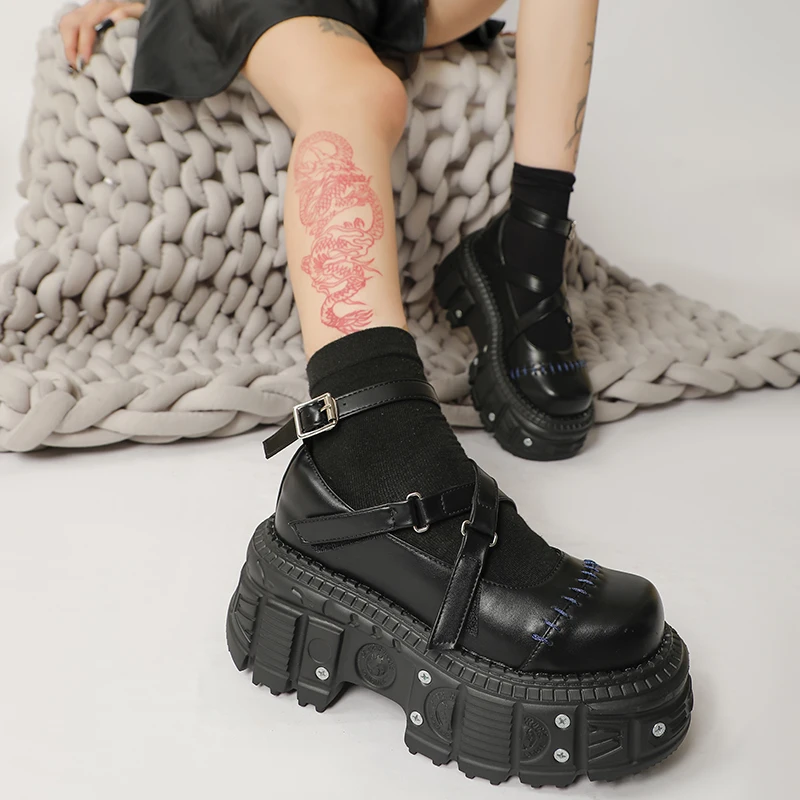 Punk Style Flat Platform Shoes Women - Uniqwear