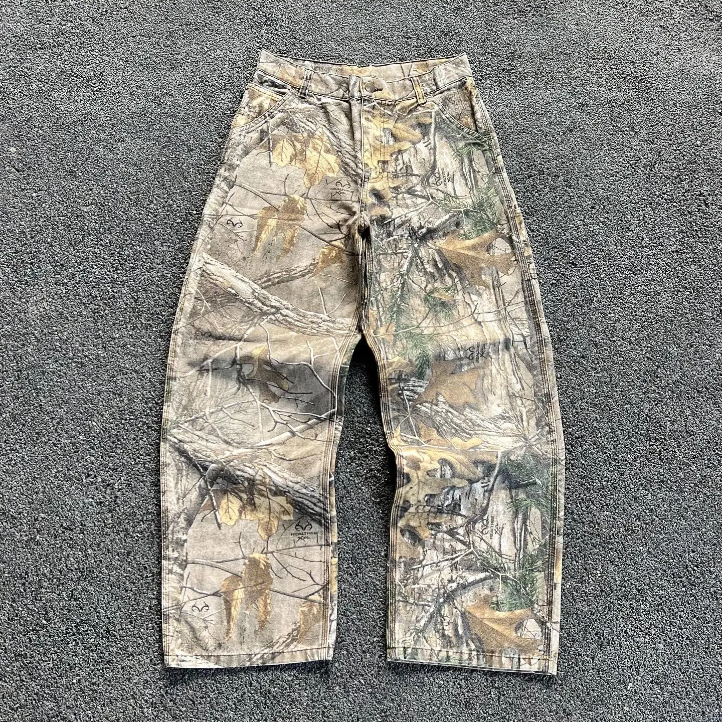 Style Leaf Print Jeans Oversized Streetwear Men - Uniqwear