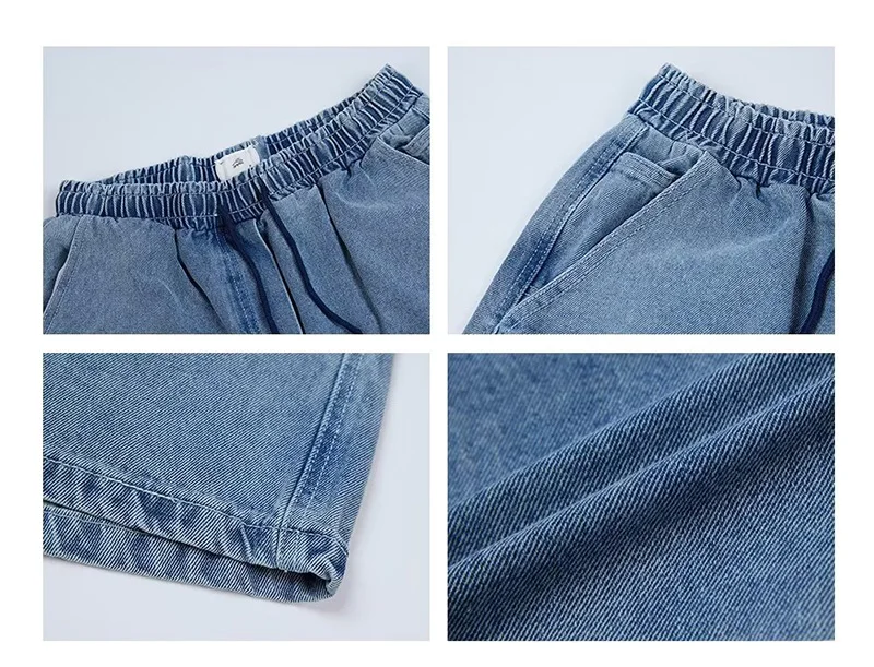 Men's Shorts Jeans Blue Denim Baggy Pants Streetwear - Uniqwear