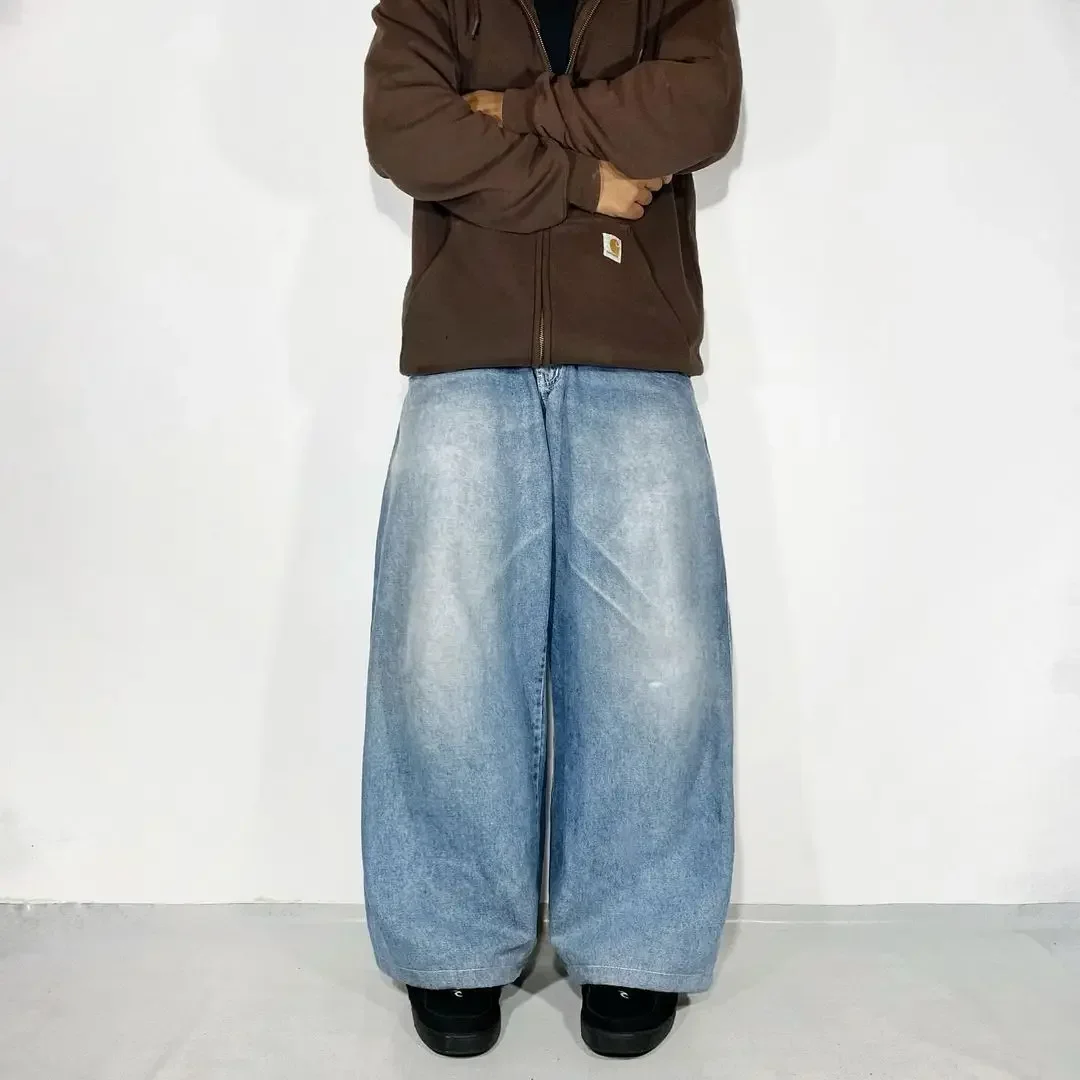 Cartoon Characters Embroidered Washed Baggy Jeans - Uniqwear