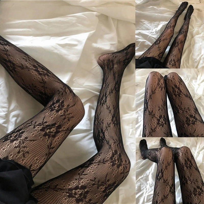 Sexy Womens Long Fishnet Stockings Pantyhose Floral Sheer Mesh Tights Lingerie - Uniqwear