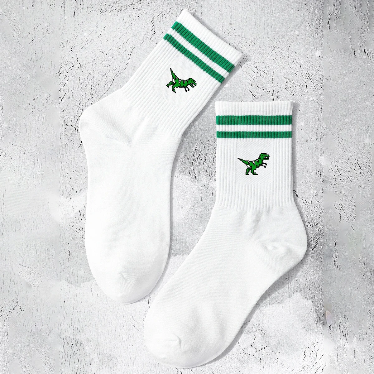 Men/Women green striped dinosaurs cute Socks - Uniqwear