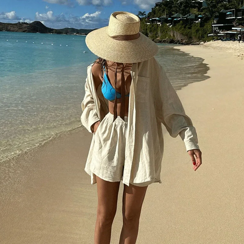 Women Wide Brim Straw Hat with Chin Strap - Uniqwear