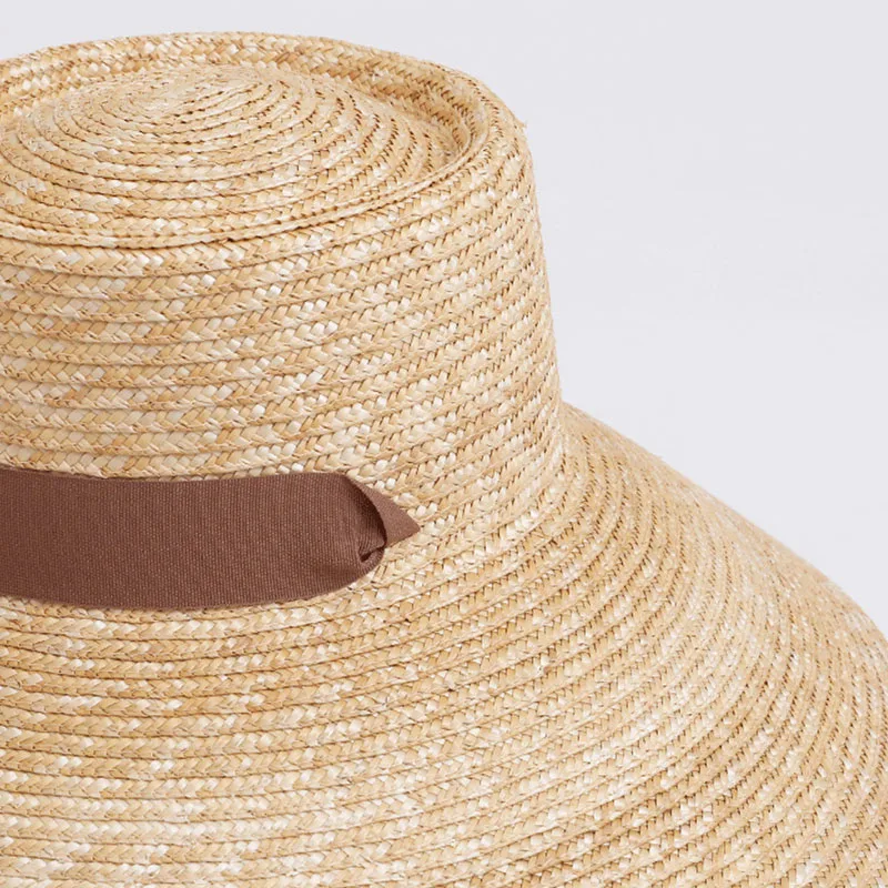 Women Wide Brim Straw Hat with Chin Strap - Uniqwear
