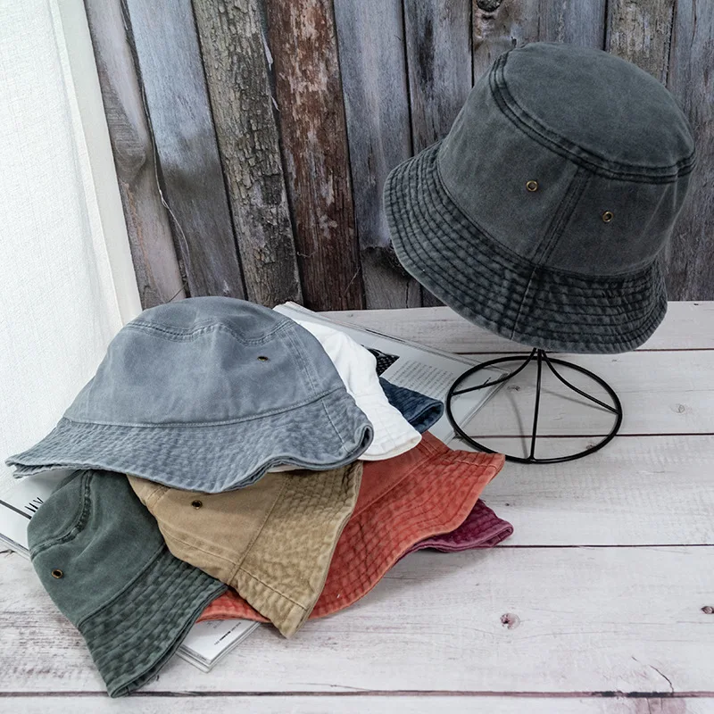 New Unisex Bucket Hat Washed Denim Cap - Uniqwear