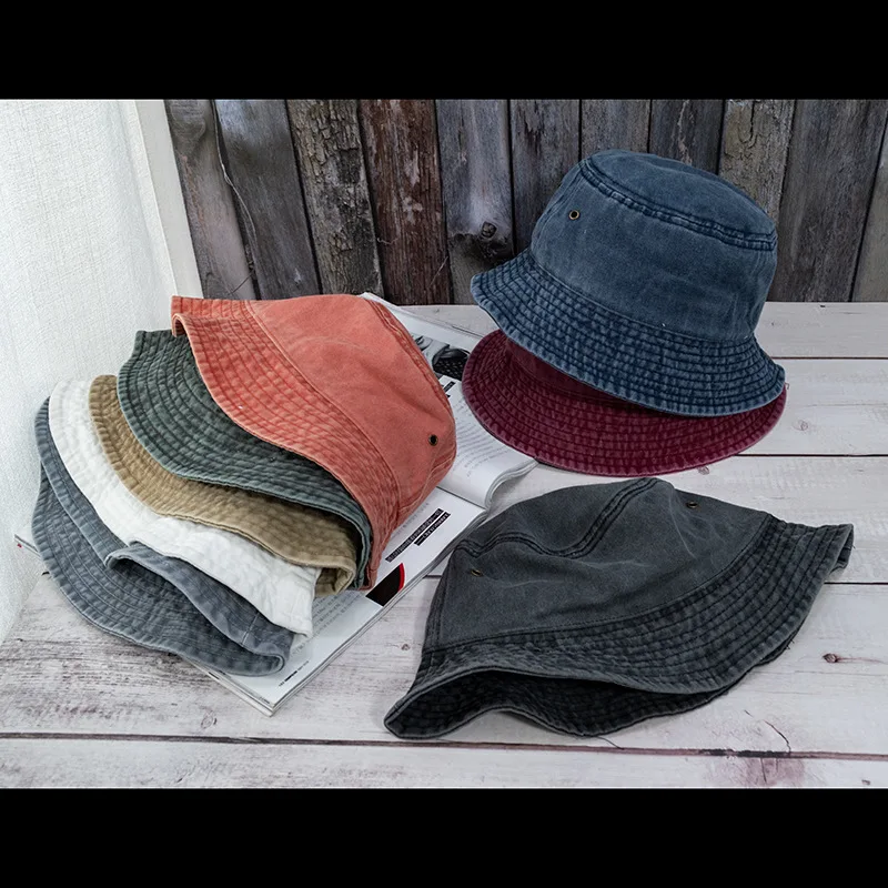New Unisex Bucket Hat Washed Denim Cap - Uniqwear