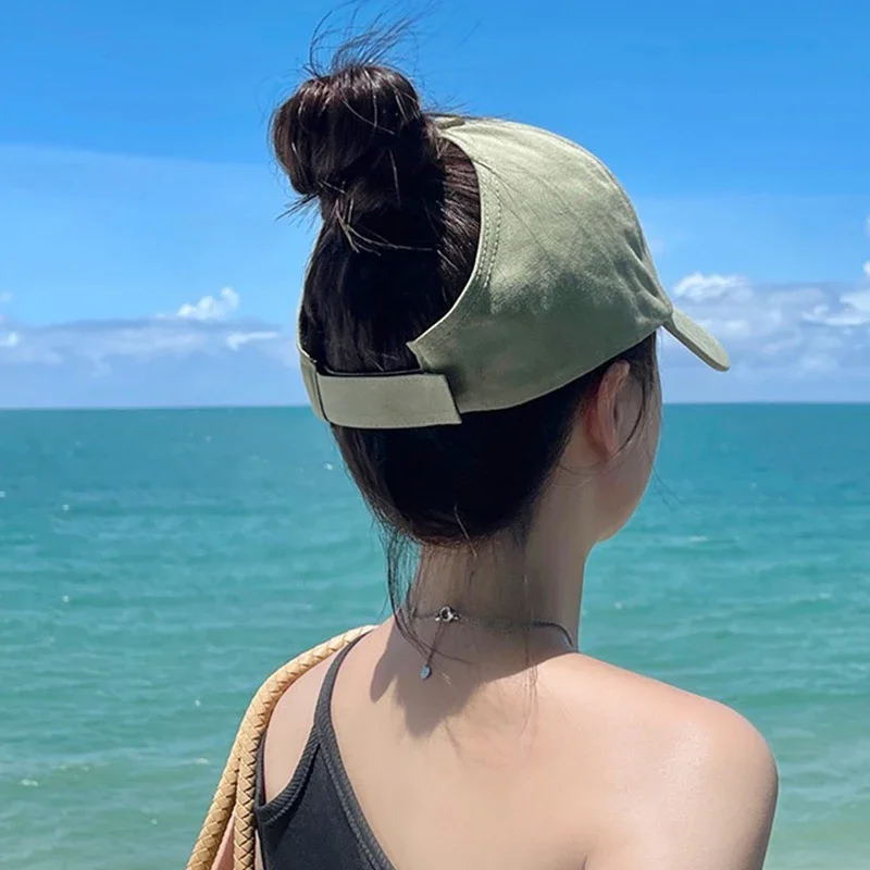 Summer Long Brim Sunhat Women Ponytail Caps Hat - Uniqwear