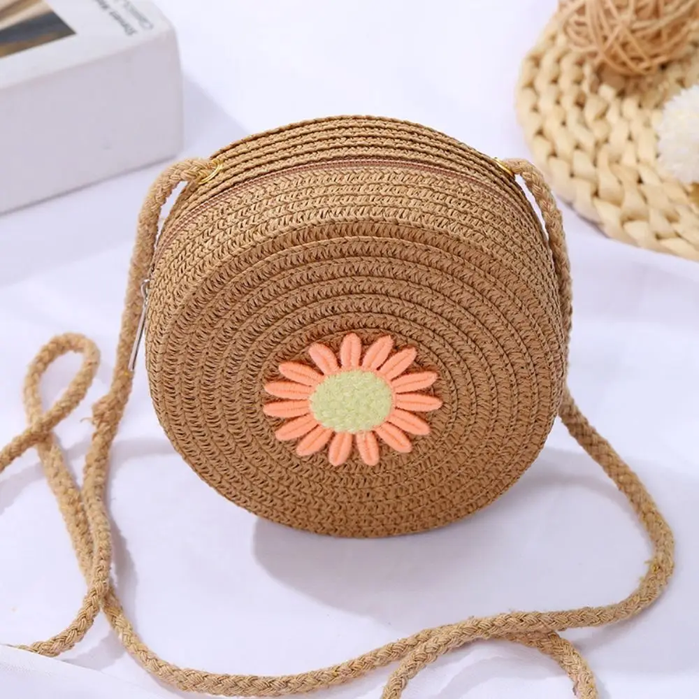Round Straw Bag Women Woven Crossbody Beach Bag - Uniqwear