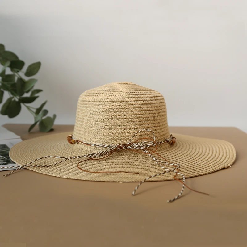 Summer Shell Strap Straw Hat Beach Vacation Hat - Uniqwear