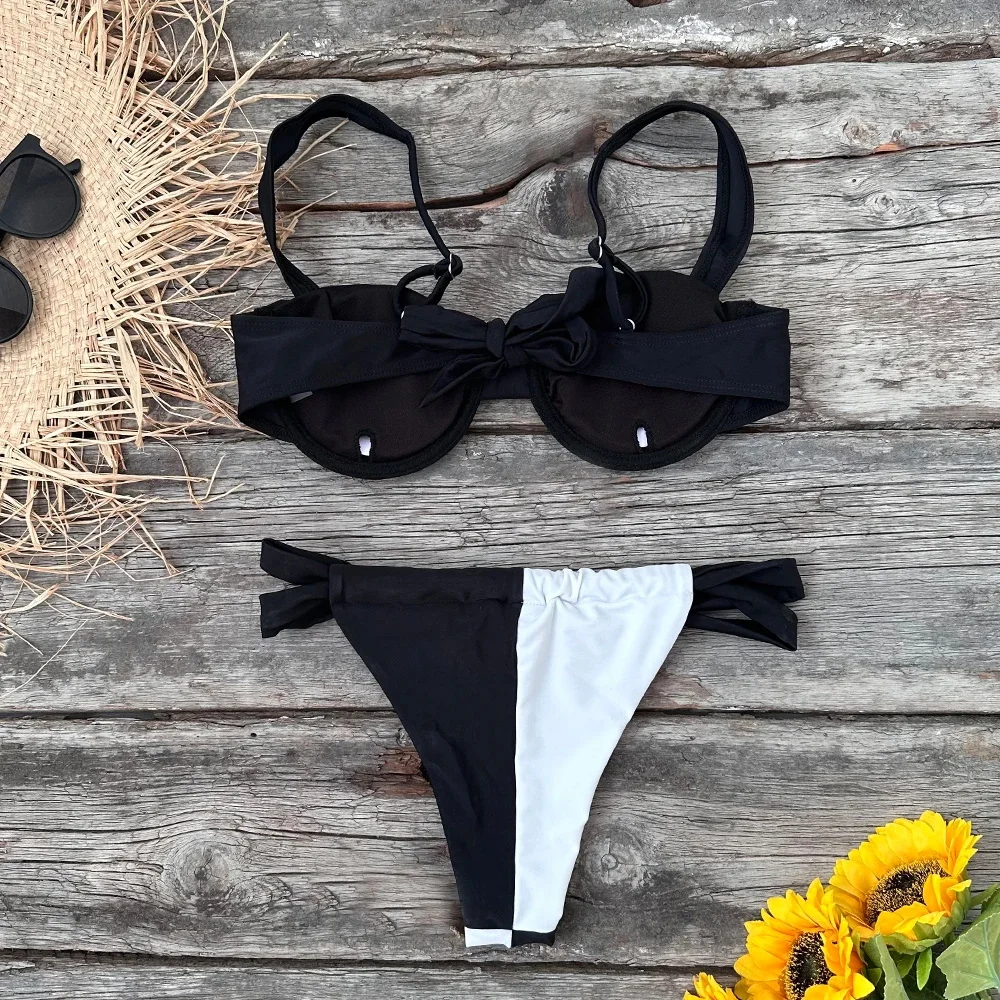 Solid Thong Brazilian Bikinis Swimwear Women - Uniqwear