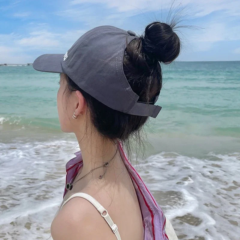 Summer Long Brim Sunhat Women Ponytail Caps Hat - Uniqwear