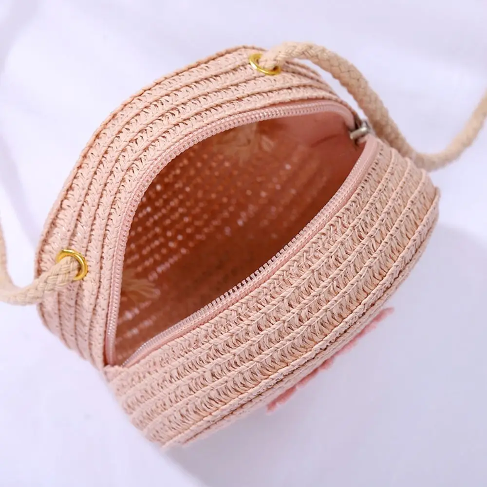 Round Straw Bag Women Woven Crossbody Beach Bag - Uniqwear