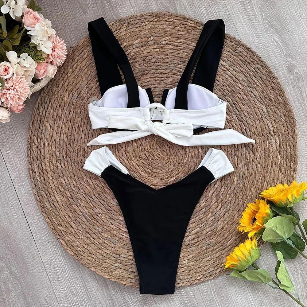Solid Thong Brazilian Bikinis Swimwear Women - Uniqwear