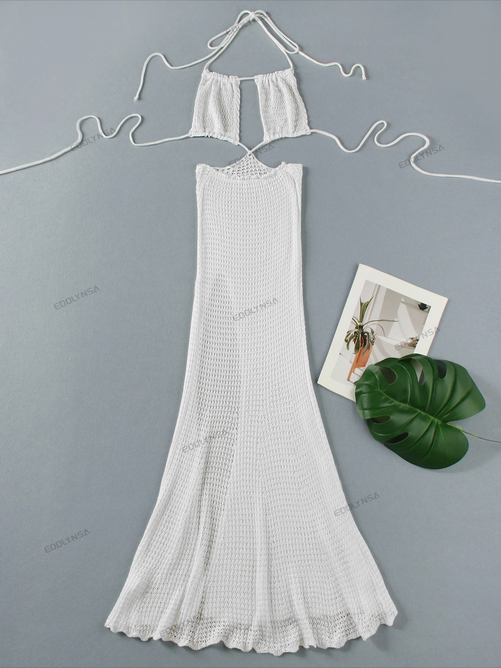 Women Summer New White Knit Beach Maxi Dress - Uniqwear