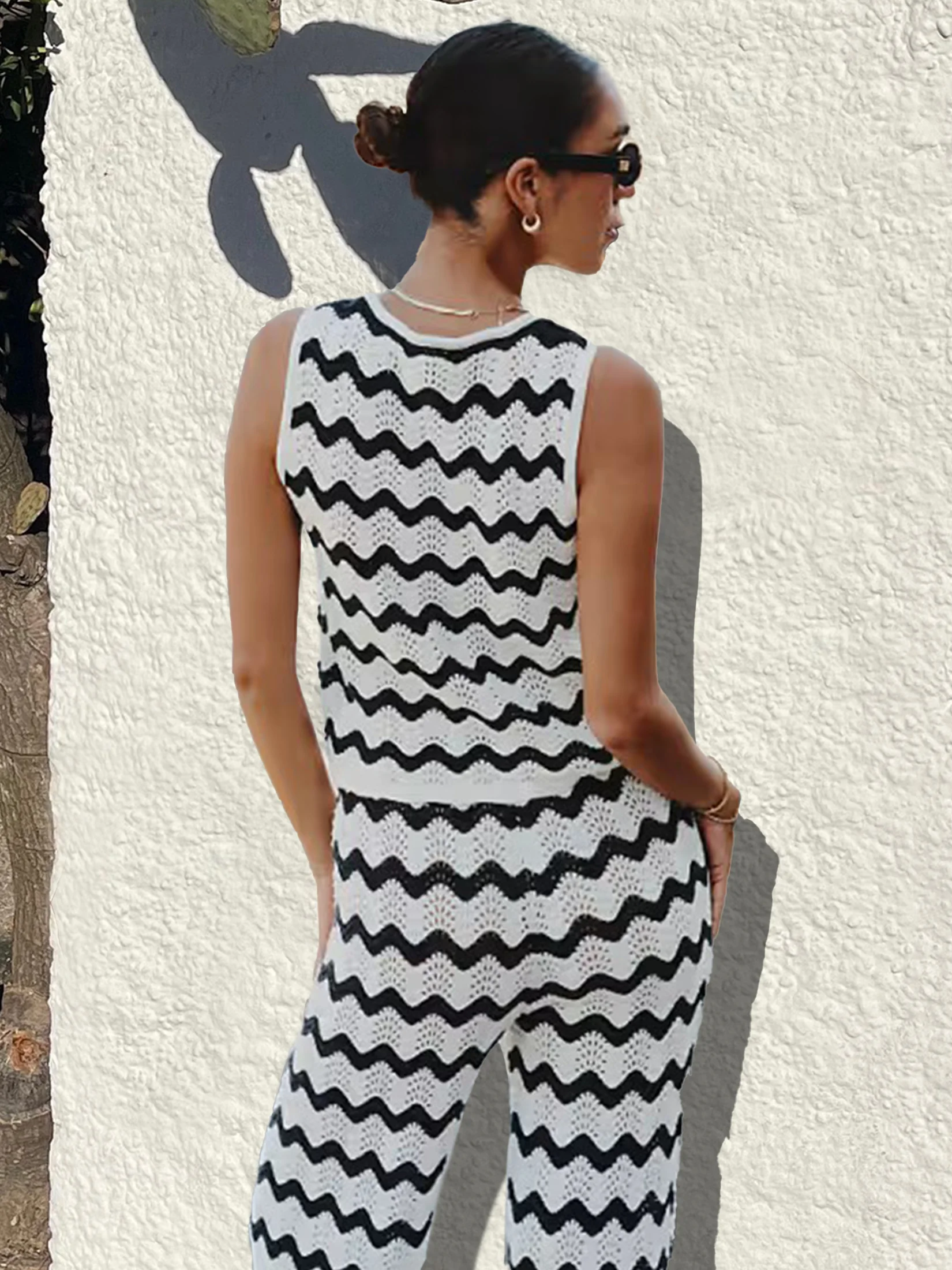 Wave Striped Knit 2 Piece-Set Women - Uniqwear